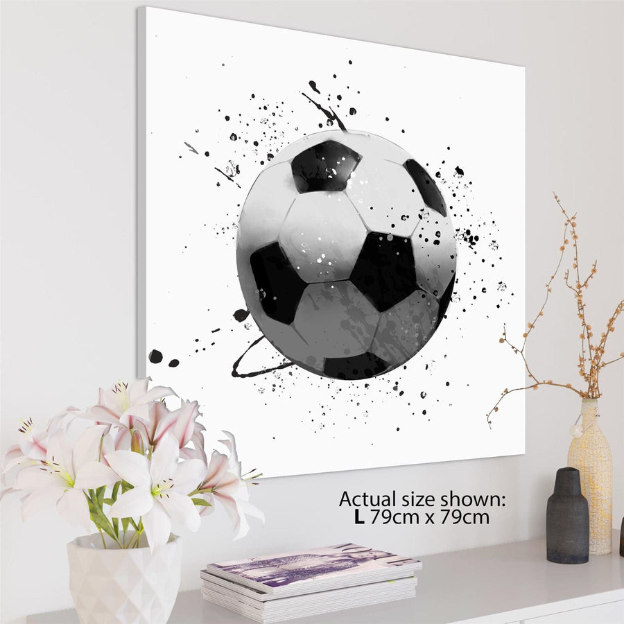 Soccer Football Canvas Wall Art Print Black and White