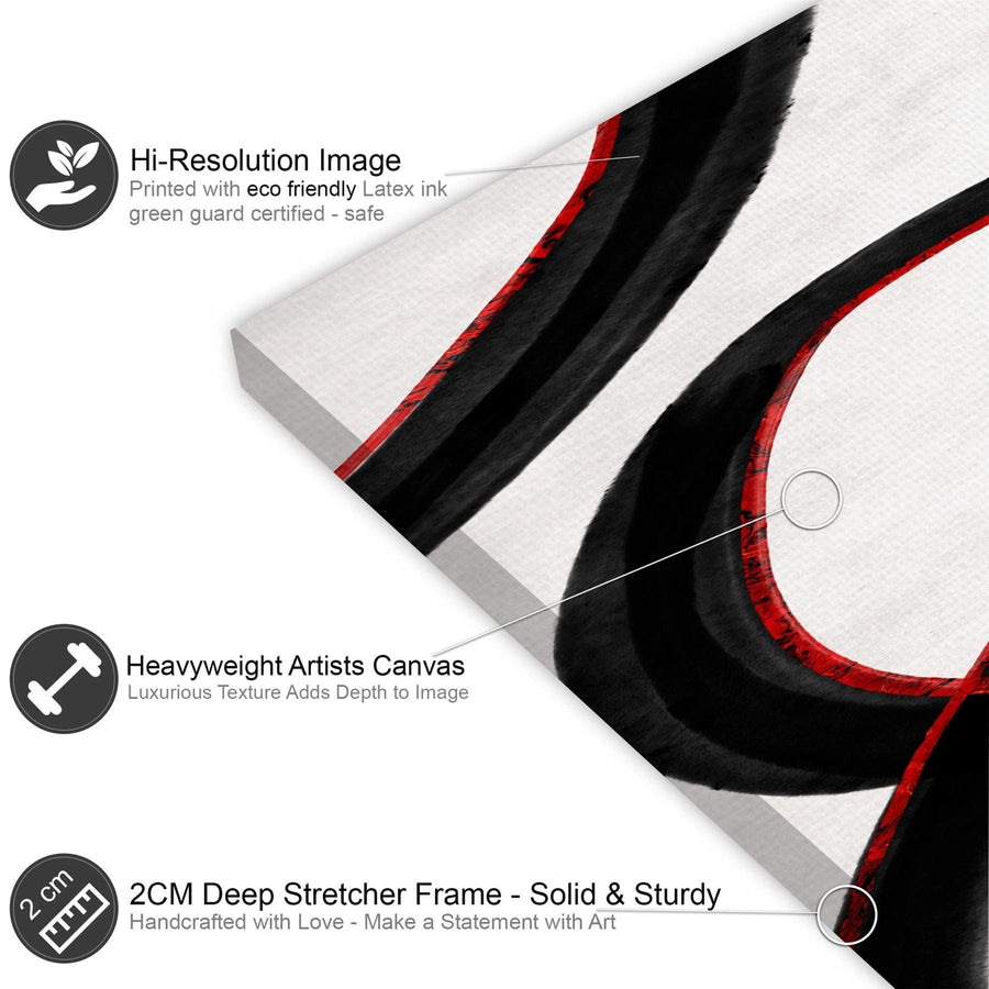 Abstract Black and White Red Illustration Canvas Art Prints