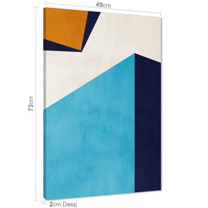 Abstract Blue Orange Triangles Geometric Design Canvas Art Prints