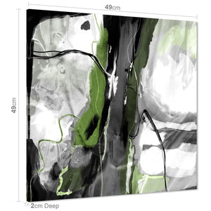 Abstract Lime Green Grey Artwork Framed Art Prints