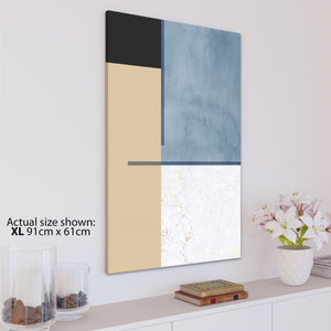 Abstract Light Blue Black Watercolour Canvas Wall Art Print