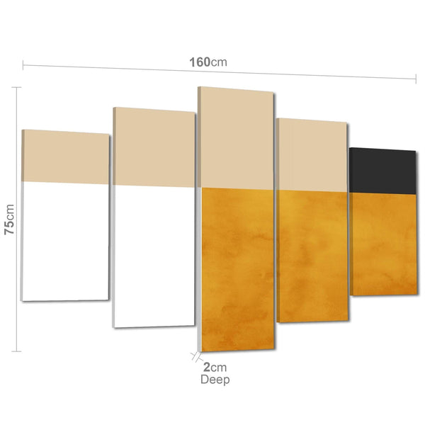 Abstract Mustard Yellow White Design Canvas Art Prints