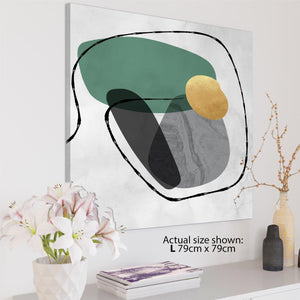 Abstract Green Grey Stones Design Canvas Wall Art Picture