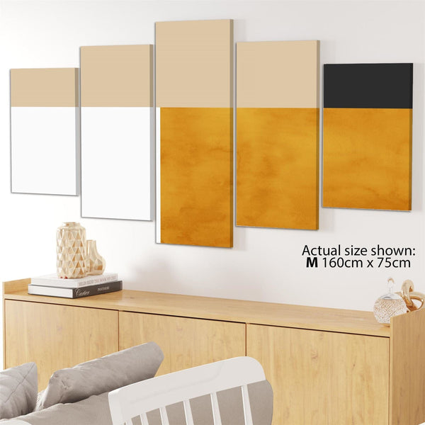 Abstract Mustard Yellow White Design Canvas Art Prints