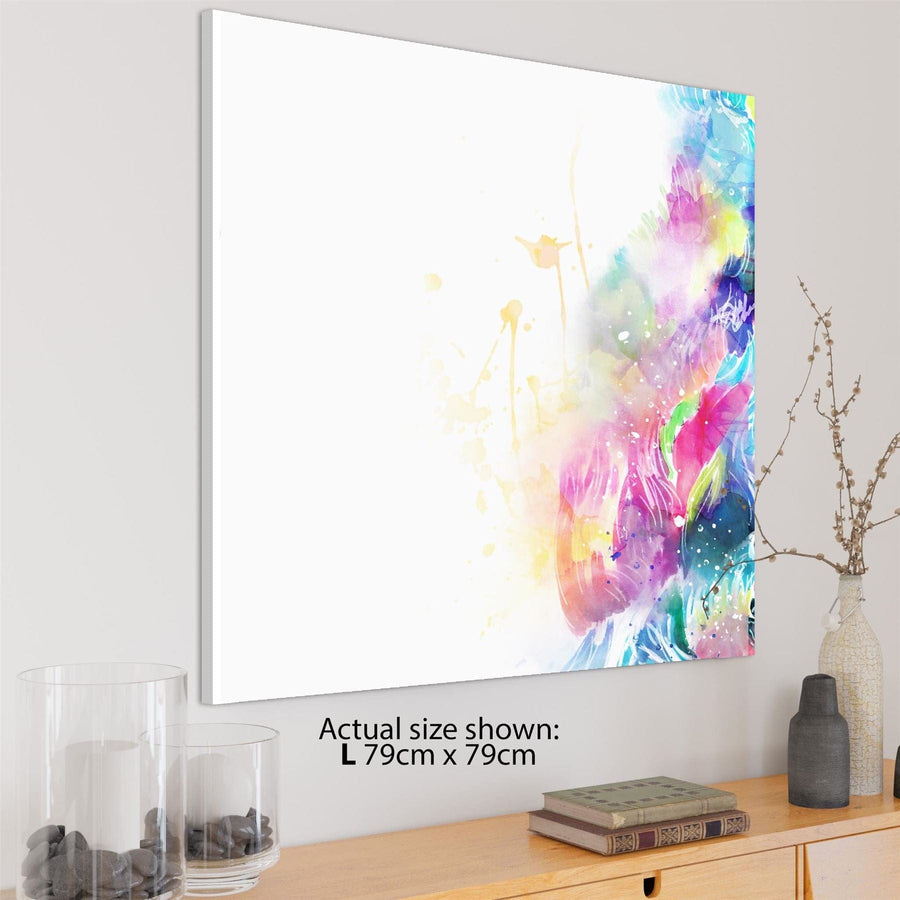Abstract Multi Coloured Watercolour Brushstrokes Canvas Wall Art Print