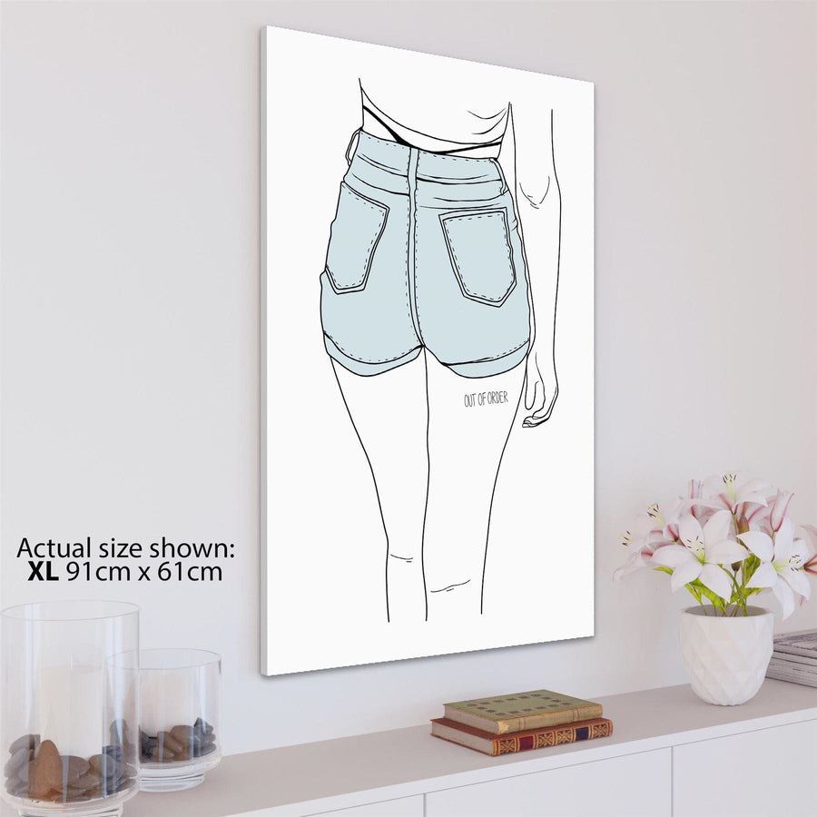 Black and White Blue Fashion Canvas Art Pictures Jeans Shorts - Out of Order