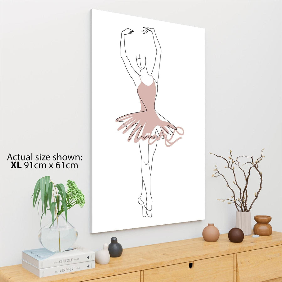 Blush Pink White Figurative Ballet Dancer Canvas Art Prints