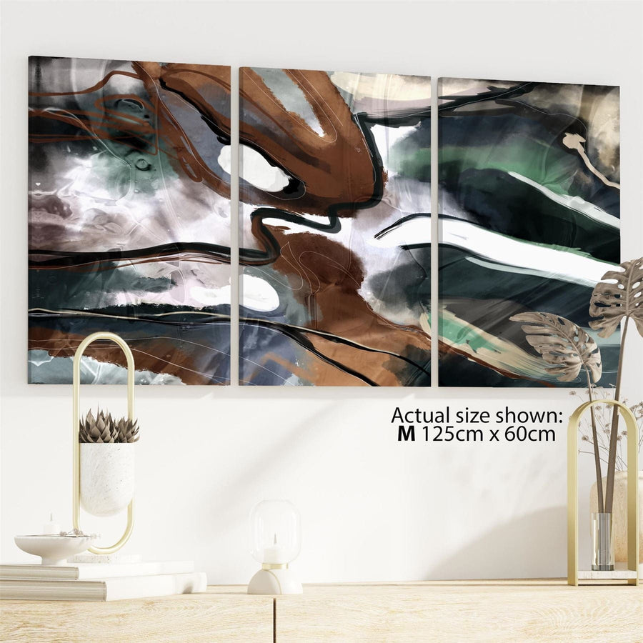 Abstract Brown Green Graphic Framed Art Prints