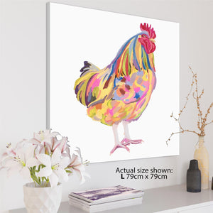 Chicken Canvas Wall Art Print - Multi Coloured
