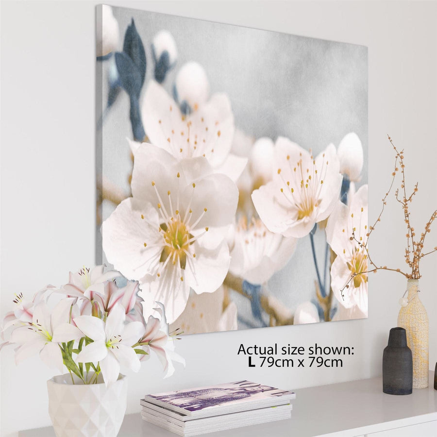 Yellow Blue Flowers Floral Canvas Art Prints