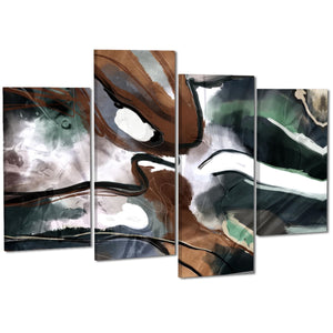 Abstract Brown Green Graphic Framed Art Prints