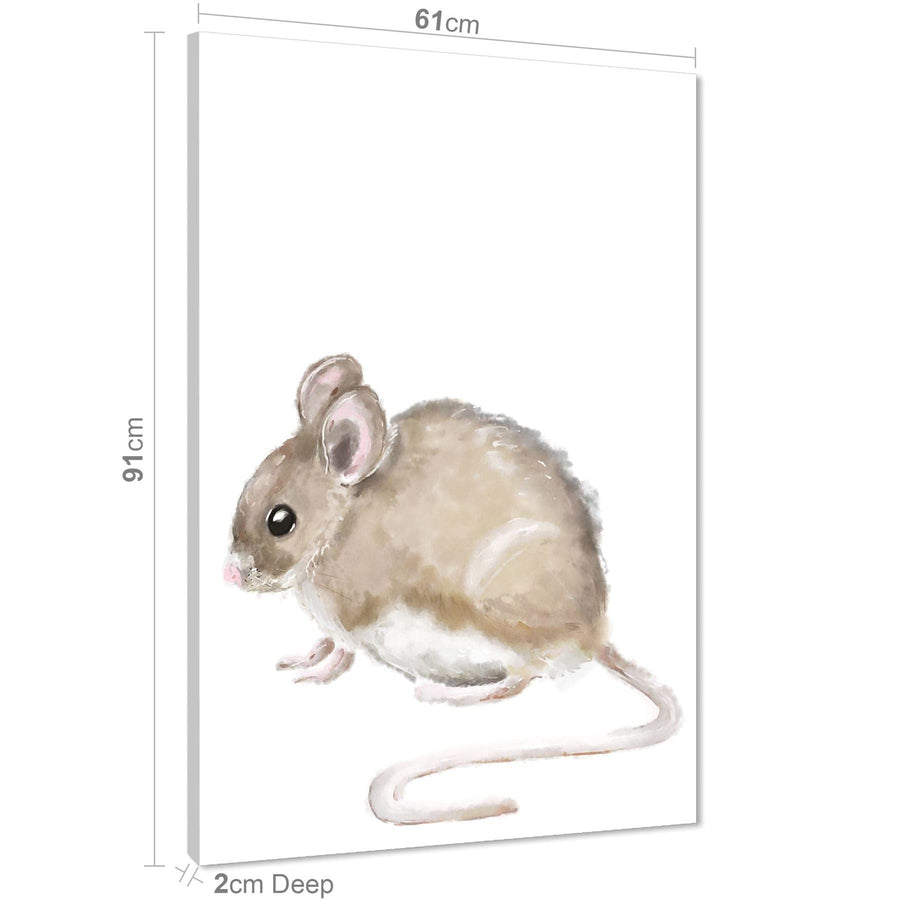 Mouse Childrens - Nursery Canvas Wall Art Print Brown
