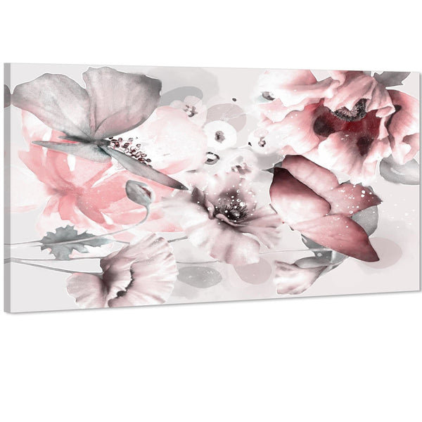 Blush Pink Grey Flowers Floral Framed Art Prints