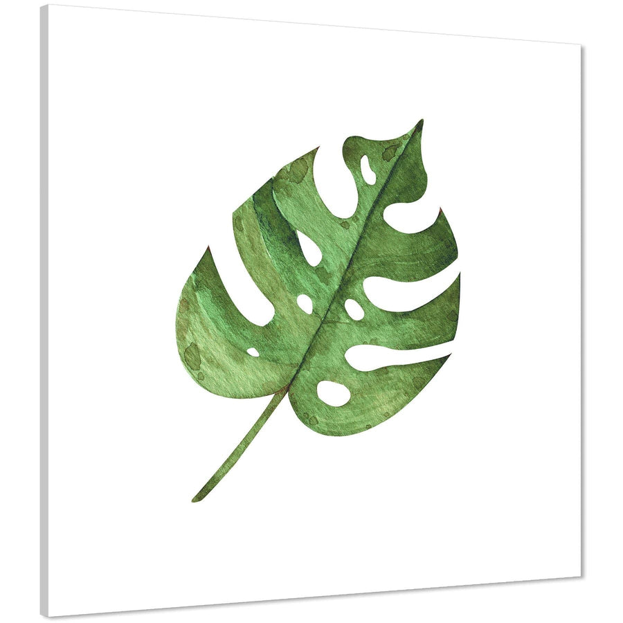 Green Large Leaf Floral Canvas Wall Art Print