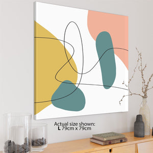 Abstract Yellow Teal Watercolour Canvas Art Pictures