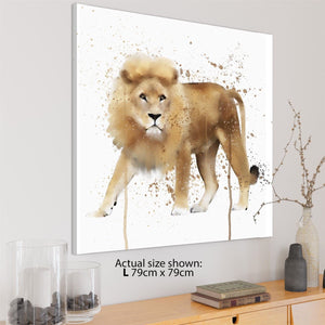 Lion Canvas Wall Art Picture - Brown