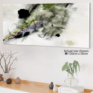 Abstract Lime Green Grey Painting Canvas Wall Art Print