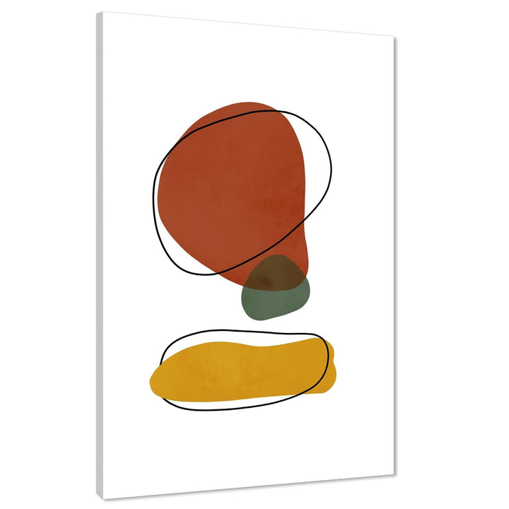 Abstract Terracotta Mustard Olive Mid Century Modern Canvas Wall Art Print - 1RP829M