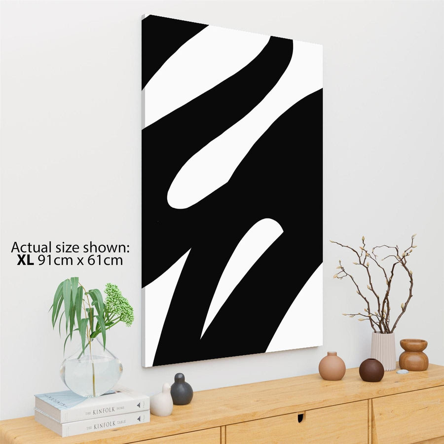 Abstract Black and White Swoosh Brushstrokes Canvas Art Prints