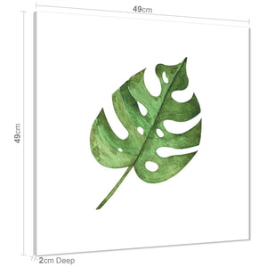 Green Large Leaf Floral Canvas Wall Art Print