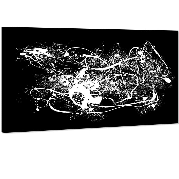 Abstract Black and White Pollock Inspired Style Framed Wall Art Picture - 11111