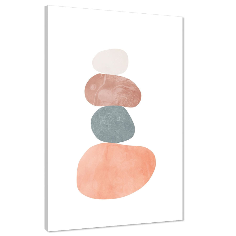 Abstract Coral Grey Stones Canvas Wall Art Picture