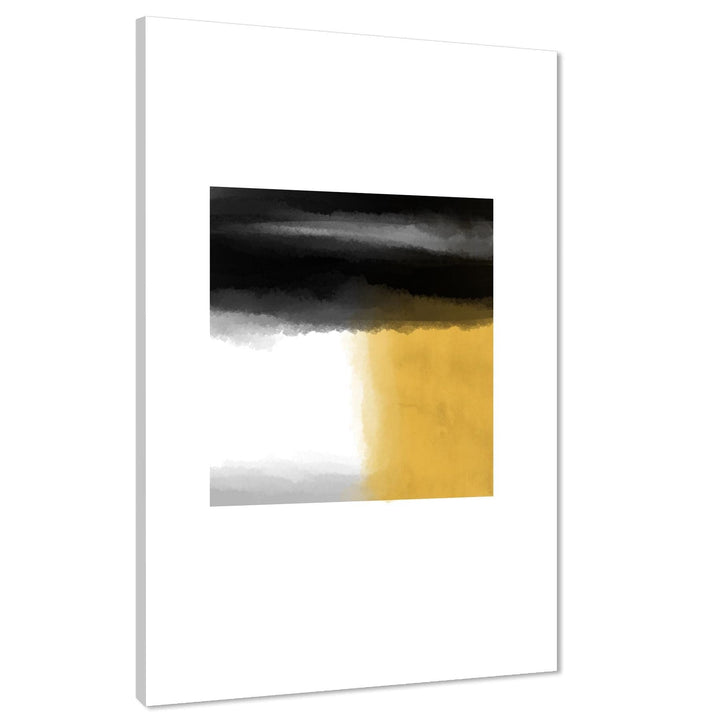 Abstract Mustard Yellow Black Square Watercolour Canvas Wall Art Picture - 1RP1578M