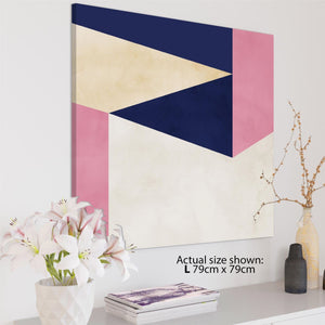 Abstract Blue Pink Triangles Geometric Design Canvas Wall Art Print