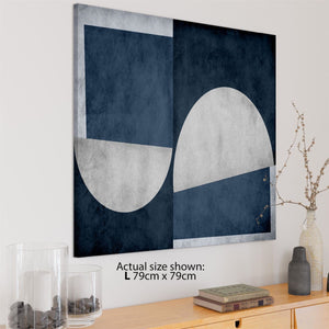 Abstract Navy Grey Watercolour Canvas Wall Art Print