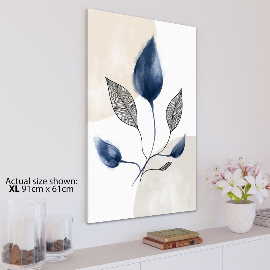 Blue Natural Leaves Floral Canvas Art Prints