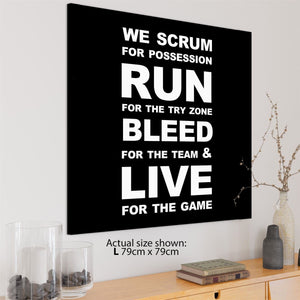 Rugby Quote Canvas Wall Art Print Black and White