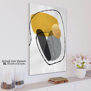 Abstract Mustard Yellow Grey Stones Design Canvas Art Pictures