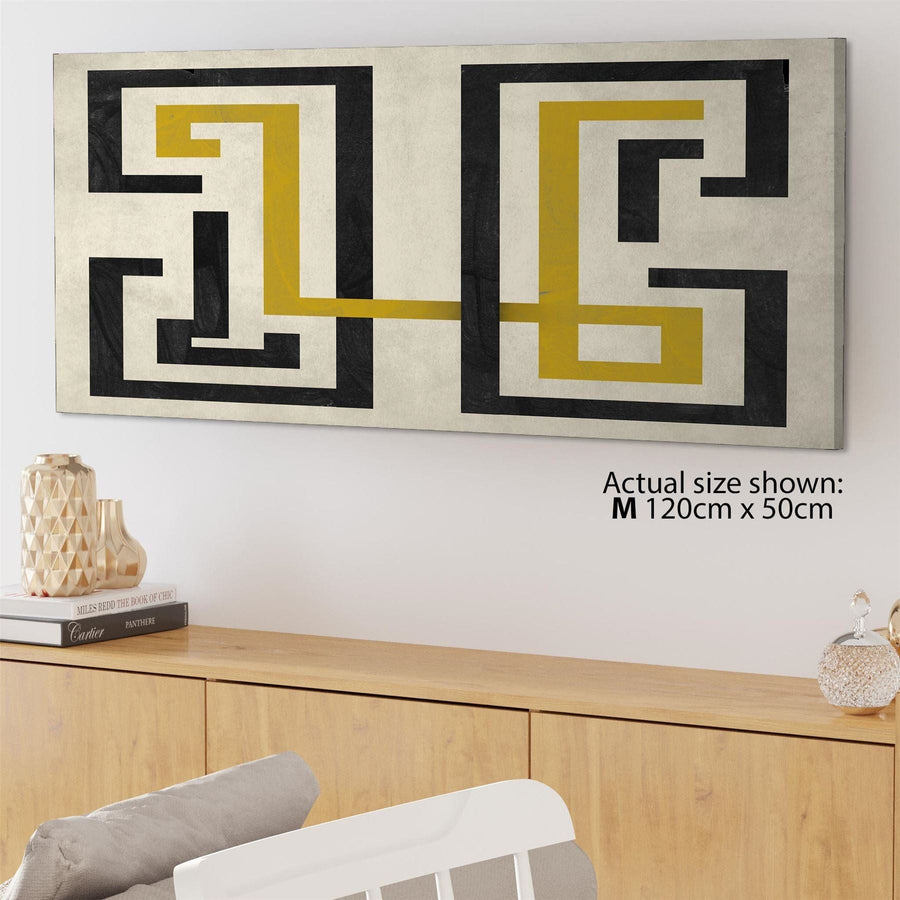 Abstract Mustard Black and White Graphic Canvas Art Prints