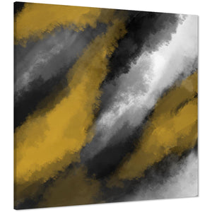 Abstract Mustard Yellow Grey Oil Paint Effect Canvas Art Prints