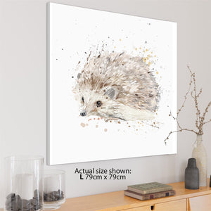 Hedgehog Canvas Wall Art Picture - Beige