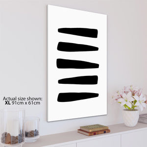 Abstract Black and White Bars Brushstrokes Canvas Art Pictures