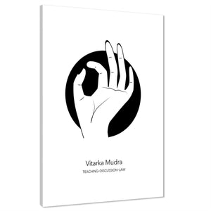 Hands - Vitarka Mudra Canvas Wall Art Picture Black and White