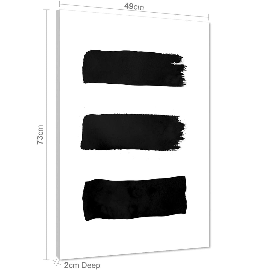 Abstract Black and White Stripes Brushstrokes Canvas Art Prints