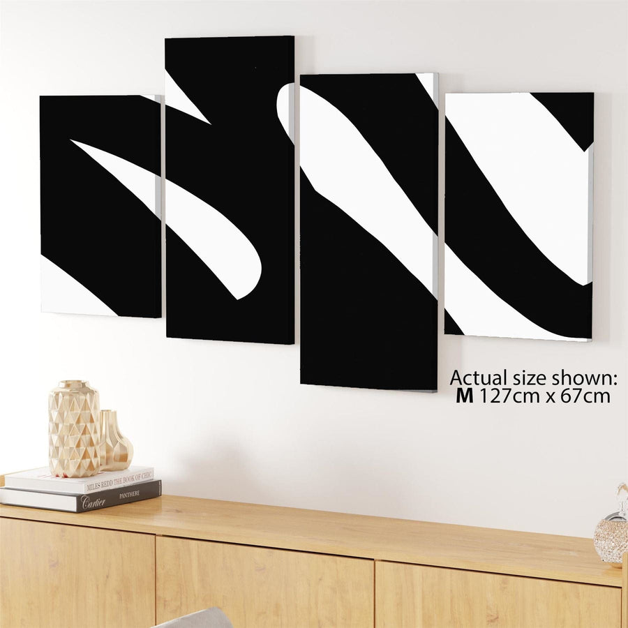 Abstract Black and White Swoosh Brushstrokes Canvas Art Prints