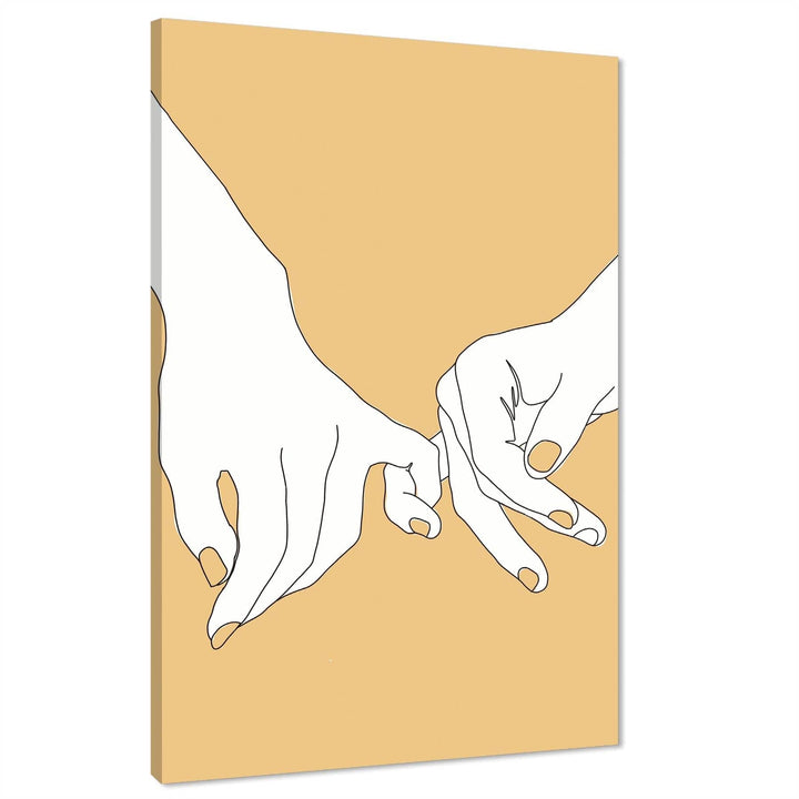 Yellow White Figurative Entwined Fingers Canvas Wall Art Picture - 1RP1219M