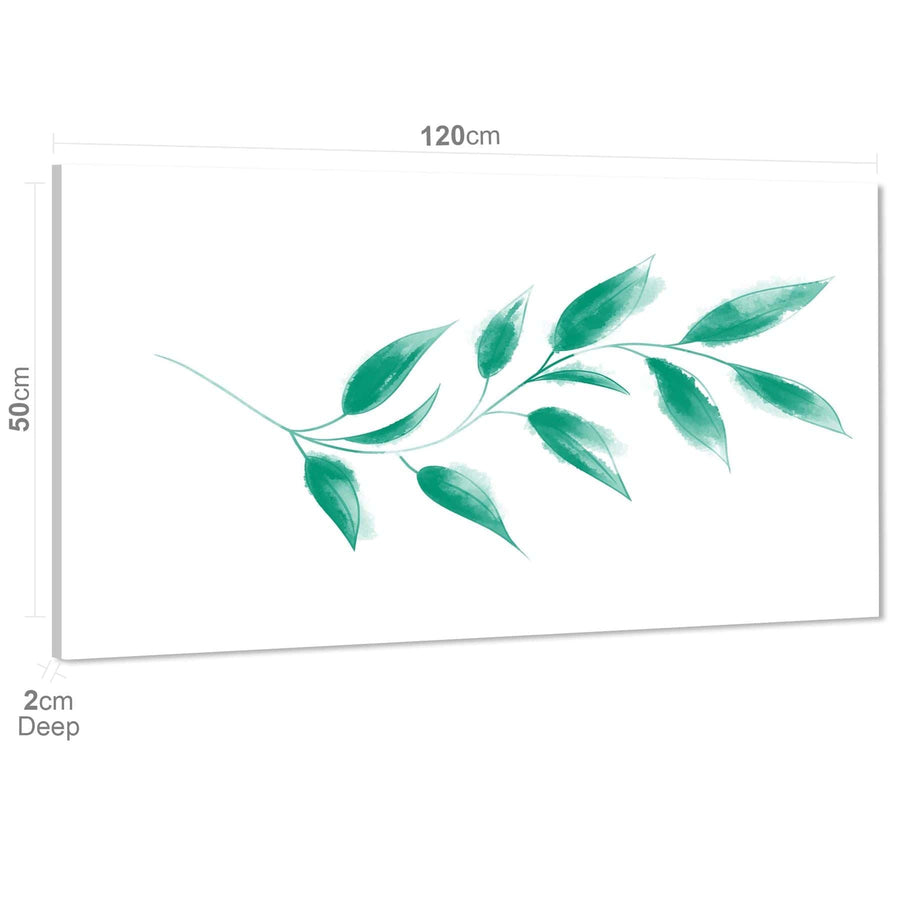 Emerald Green Vine Leaves Floral Canvas Wall Art Print