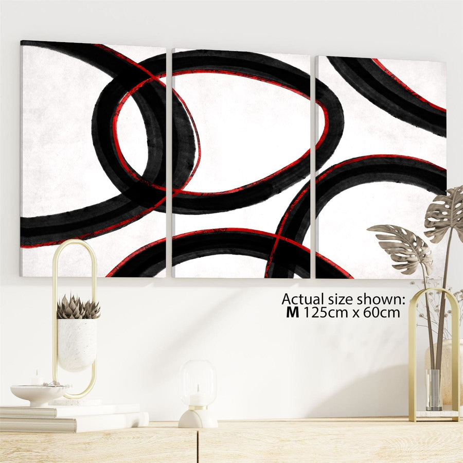 Abstract Black and White Red Illustration Canvas Art Prints