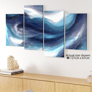 Abstract Blue White Watercolour Brushstrokes Canvas Art Pictures