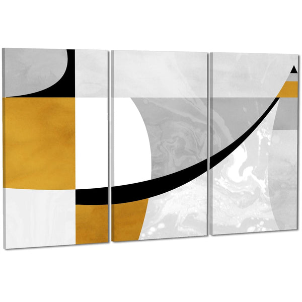 Abstract Mustard Yellow Grey Painting Canvas Art Pictures