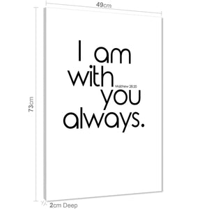 I Am With you Bible Quote Word Art - Typography Canvas Print Black and White