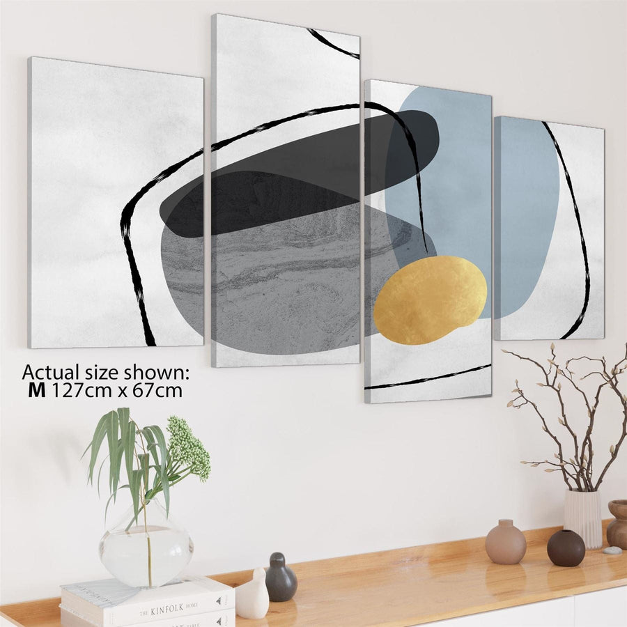 Abstract Light Blue Grey Stones Design Canvas Art Prints