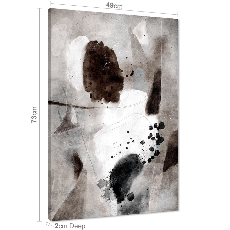 Abstract Beige Black and White Brown Watercolour Framed Art Pictures