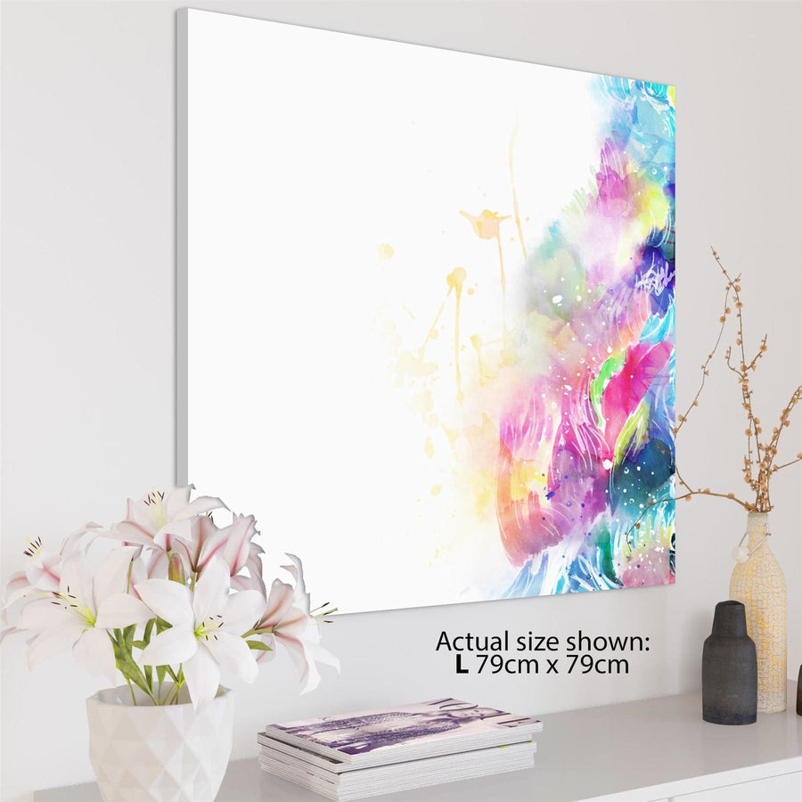 Abstract Multi Coloured Watercolour Brushstrokes Canvas Wall Art Print