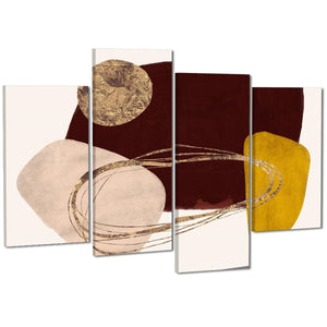 Abstract Maroon Gold Painting Canvas Art Prints