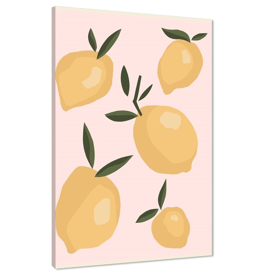 Kitchen Canvas Art Pictures Lemons Pink Yellow